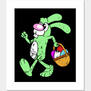 Retro Vintage Grunge Easter Bunny Posters and Art